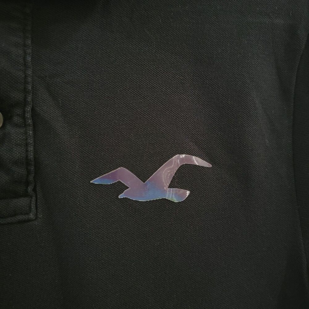 Y2K Hollister Mens Polo Shirt‎ Size Medium Advanced Stretch Black Preppy - Picture 3 of 7